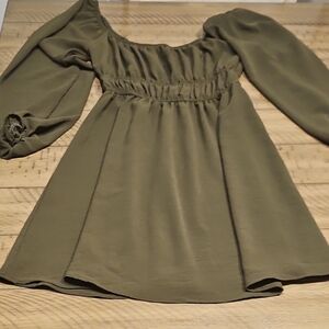 Altar'd State Green Off-the-Shoulder Bishop Sleeve Sundress